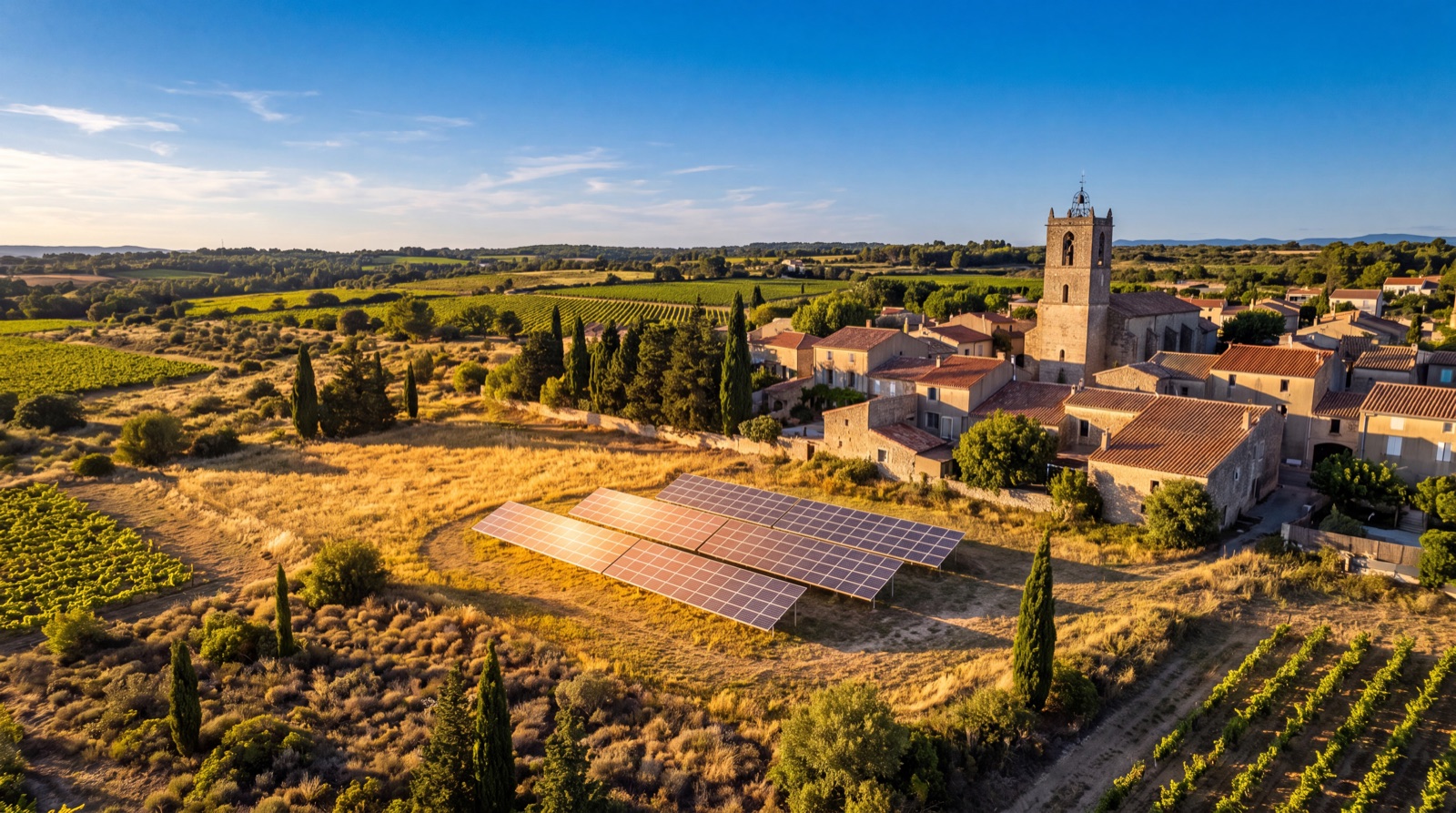 Centrale solaire locale au pied du village