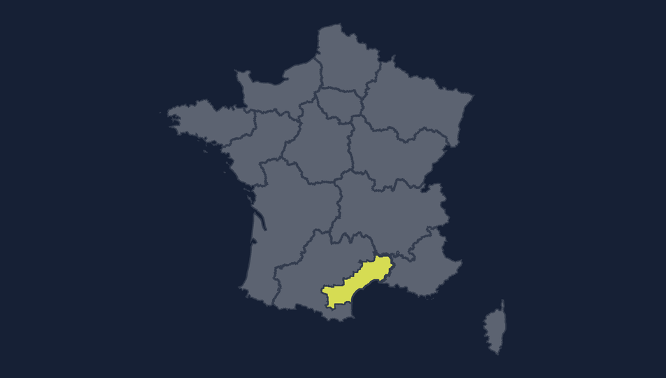 Zone couverte en France : Hérault, Gard, Aude